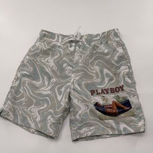Playboy by PacSun Swim Trunks Men’s Small Green with Girl in Hammock